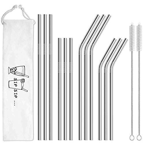 3) Reusable Long Stainless Steel Metal Straws