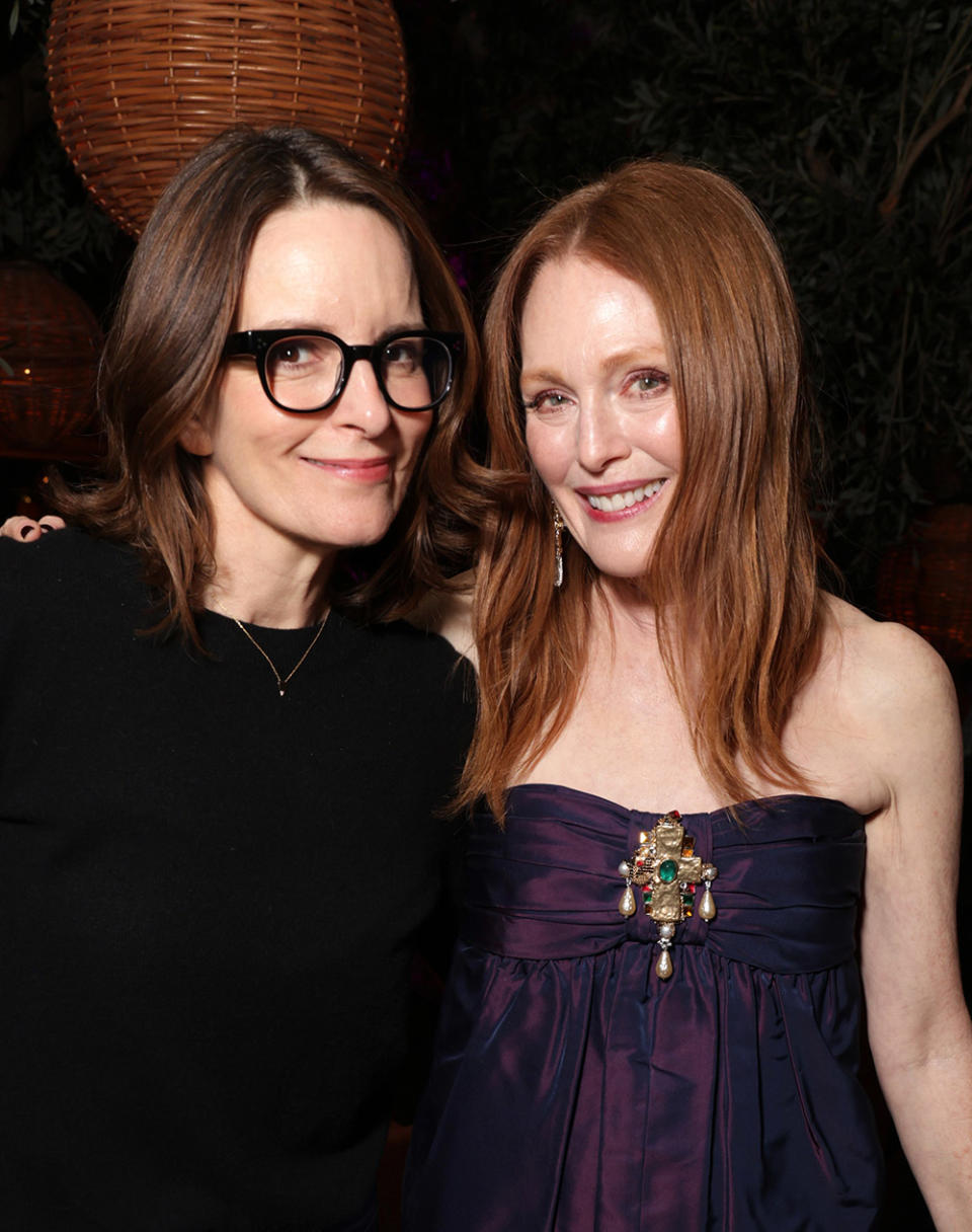 Tina Fey and Julianne Moore at the WME 2024 Awards Toast at Soho House West Hollywood on January 14, 2024.