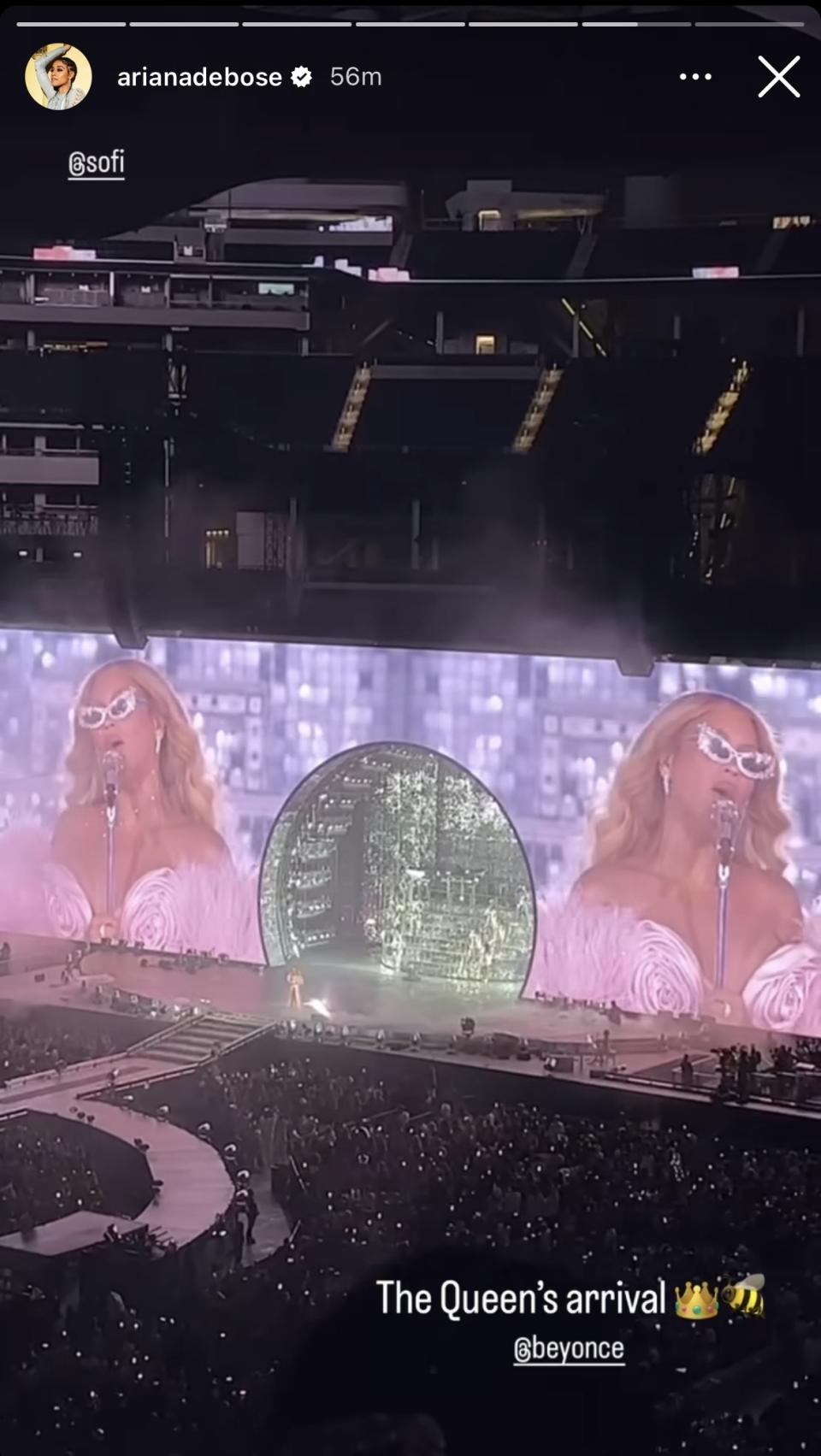 Ariana DeBose shows Beyoncé performing in Los Angeles. (@arianadebose on Instagram)