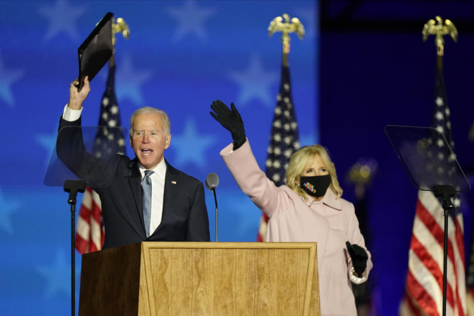 Joe Biden y su esposa Jill volverán a la Casa Blanca, esta vez como presidente y primera dama. (AP Photo/Andrew Harnik)