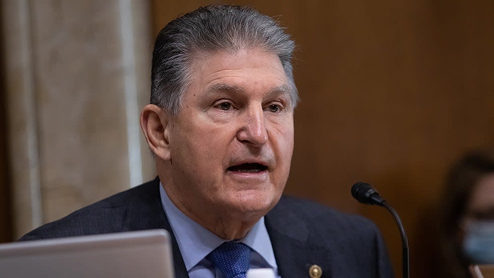 Senate Energy and Natural Resources Chairman Joe Manchin (D-W.Va.) at the Senate Energy and Natural Resources Committee hearing on clean hydrogen in the Dirksen Senate Office Building in Washington, D.C. on Thursday, February 10, 2022.