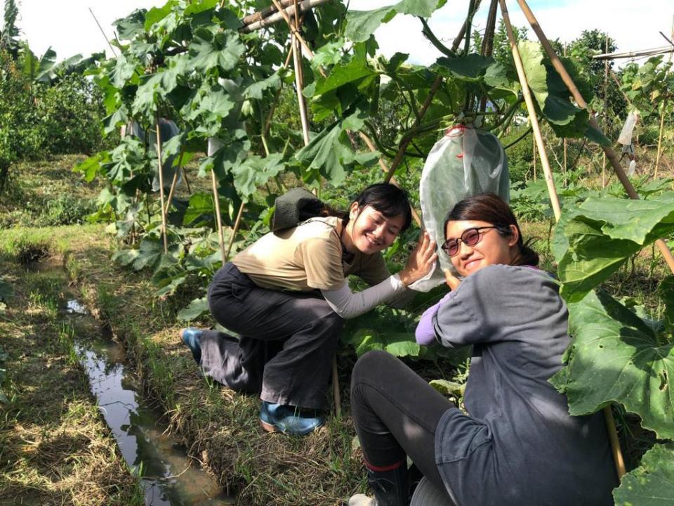 食育獸的鍾鍾（左）與Yanbo（右）努力推動食農教育，舉辨活動及工作坊讓大眾能夠走入農田，體驗種植，拉近與土地的距離。（照片由食育獸提供）