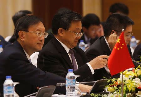 China's State Councilor Yang Jiechi (L) attends the 9th meeting of the steering committee of the Vietnam - China bilateral cooperation at the International Convention Center in Hanoi, Vietnam June 27, 2016. REUTERS/Kham