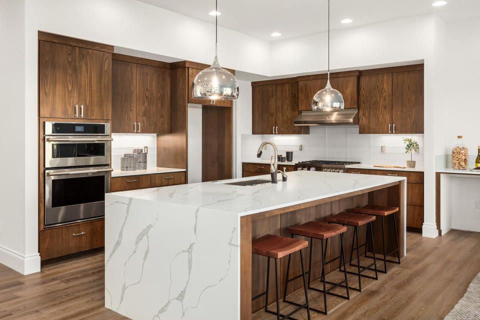 kitchen in newly constructed luxury home. A great kitchen can add 10% to the value of your property, according to the experts.