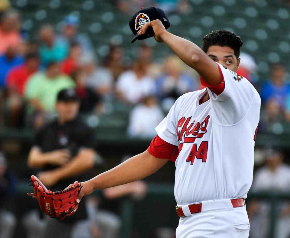 JOURNAL STAR FILE PHOTO The Peoria Chiefs are hoping righty starter Johan Oviedo can give them the upper hand in a best-of-3 series when he pitches Game 1 against Quad Cities on Wednesday.