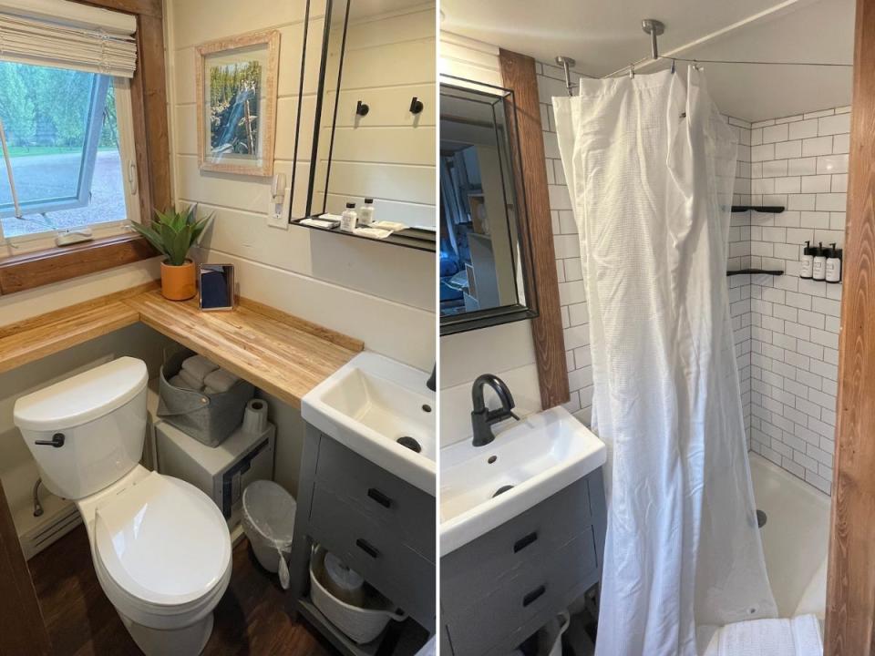 Side-by-side images of the bathroom.
