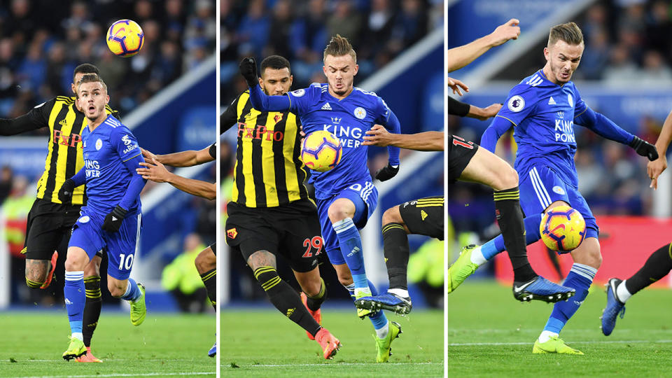 James Maddison fought off three defenders with his incredible juggling act. Pic: Getty