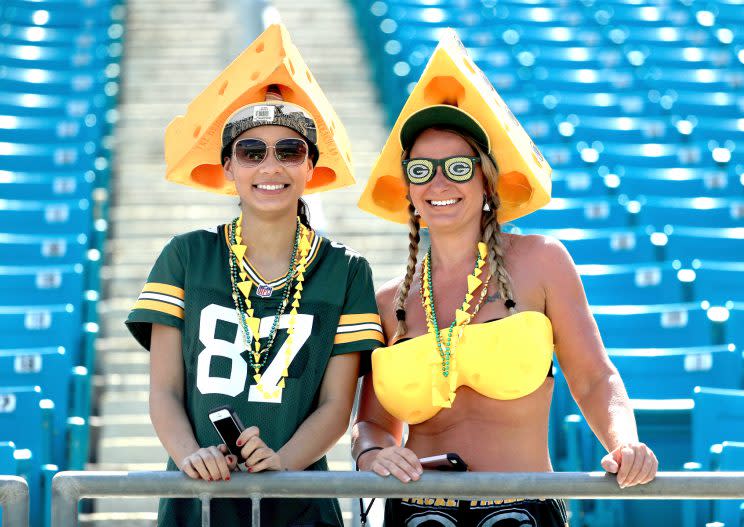 Green Bay Packers fans during the game against the Jacksonville Jaguars at EverBank Field on September 11, 2016 in Jacksonville, Florida. (Photo by Mike Ehrmann/Getty Images)