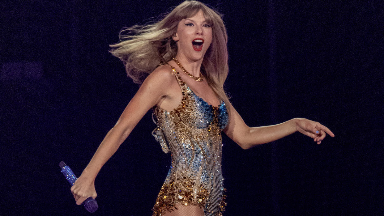  Taylor Swift performs during The Eras Tour at SoFi Stadium in Inglewood Monday, Aug. 7, 2023. 