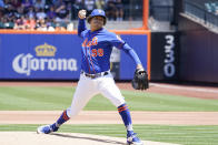 New York Mets starting pitcher Taijuan Walker delivers against the Houston Astros during the first inning of a baseball game, Wednesday, June 29, 2022, in New York. (AP Photo/Mary Altaffer)