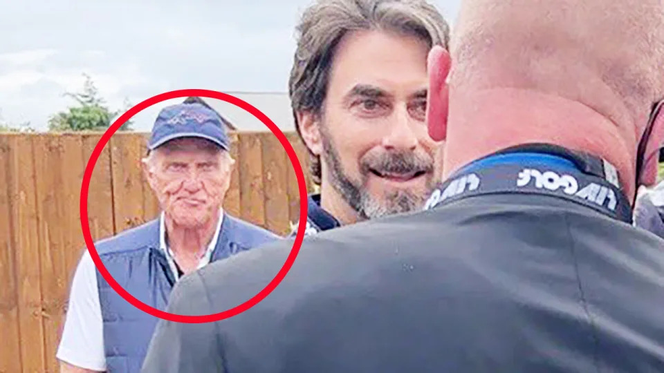 Greg Norman, pictured here as Alan Shipnuck was kicked out of the press conference by security.