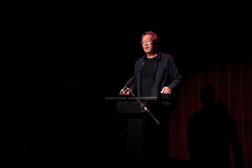 Seshu Foster reads aloud for the opening event honoring him at the Southern California Poetry Festival.