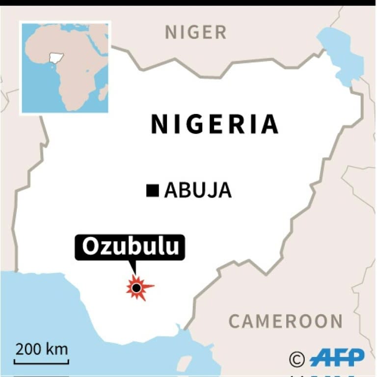 Map of Nigeria locating an armed attack on a church in Ozubulu