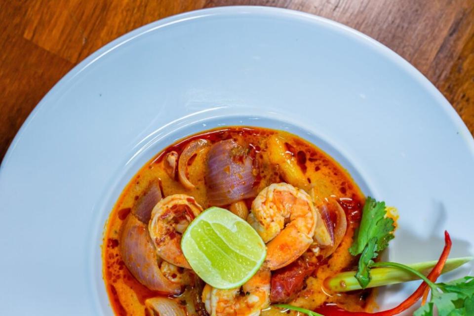 Tom Yum Soup in White Ceramic Bowl
