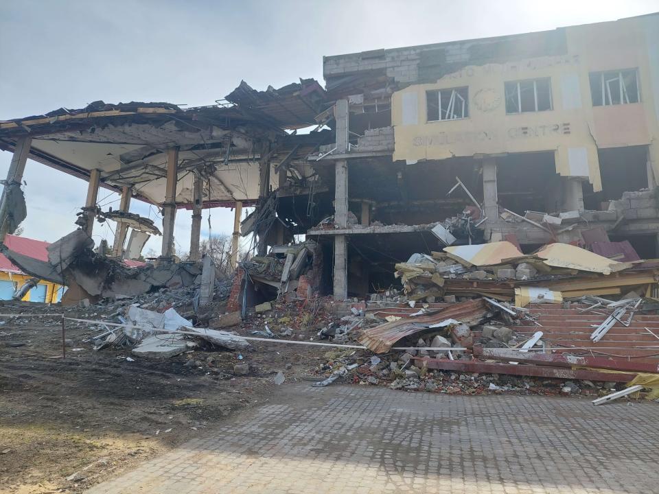 This building at a military facility near Lviv in western Ukraine was gutted by a Russian missile strike.