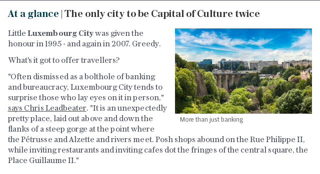 At a glance | The only city to be Capital of Culture twice