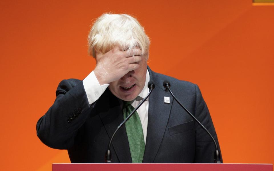 Prime Minister Boris Johnson speaking at the the Commonwealth Business Forum at the ICC in Birmingham (Peter Byrne/PA) (PA Wire)