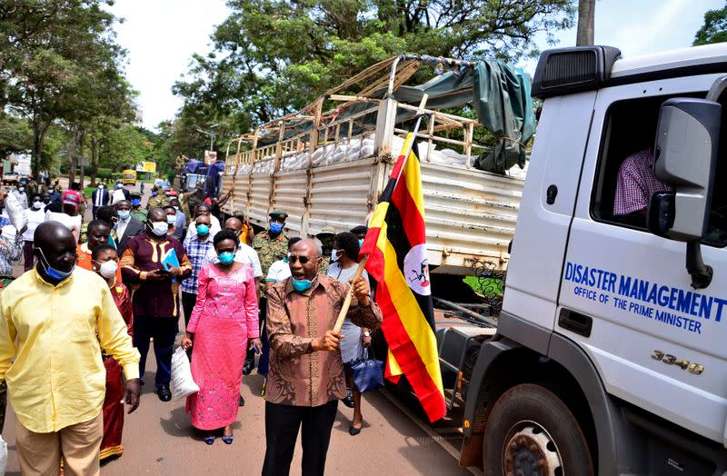 FILE PHOTO: Government distribution exercise to civilians affected by the lockdown, in Kampala