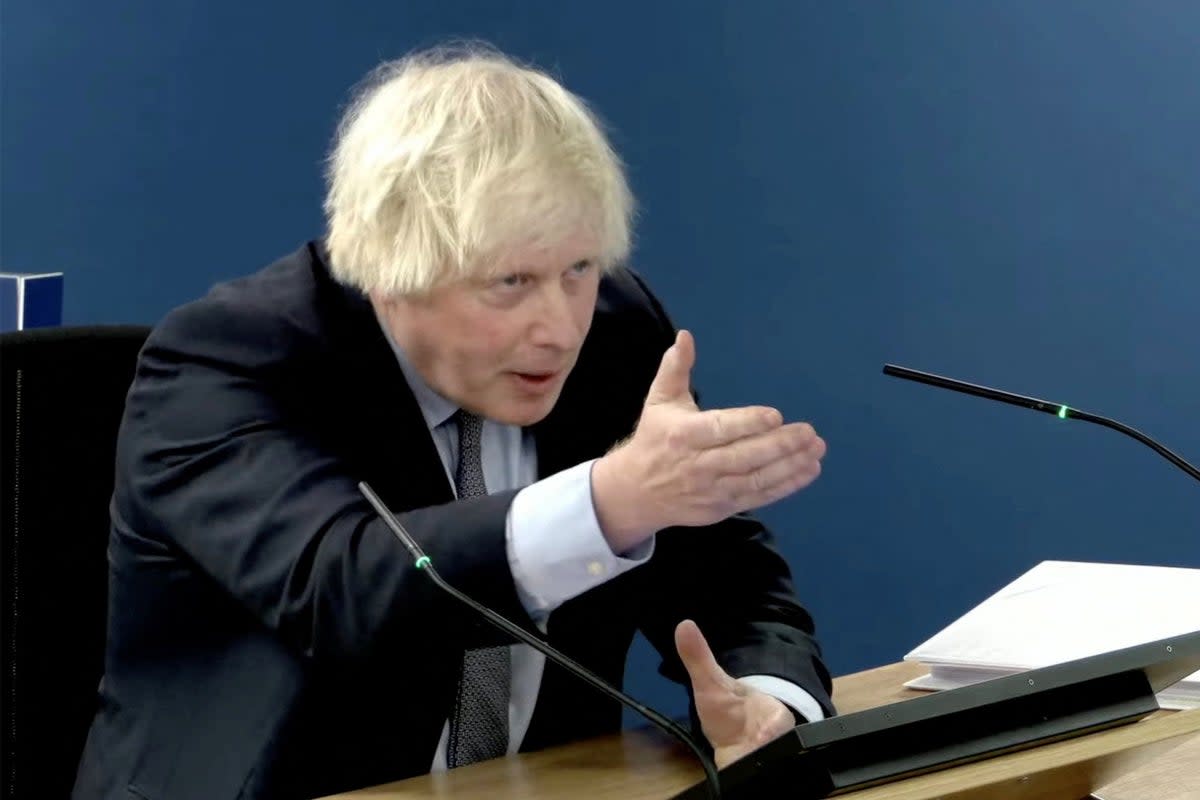 Boris Johnson gives evidence at the Covid Inquiry  (UK Covid-19 Inquiry/Reuters)