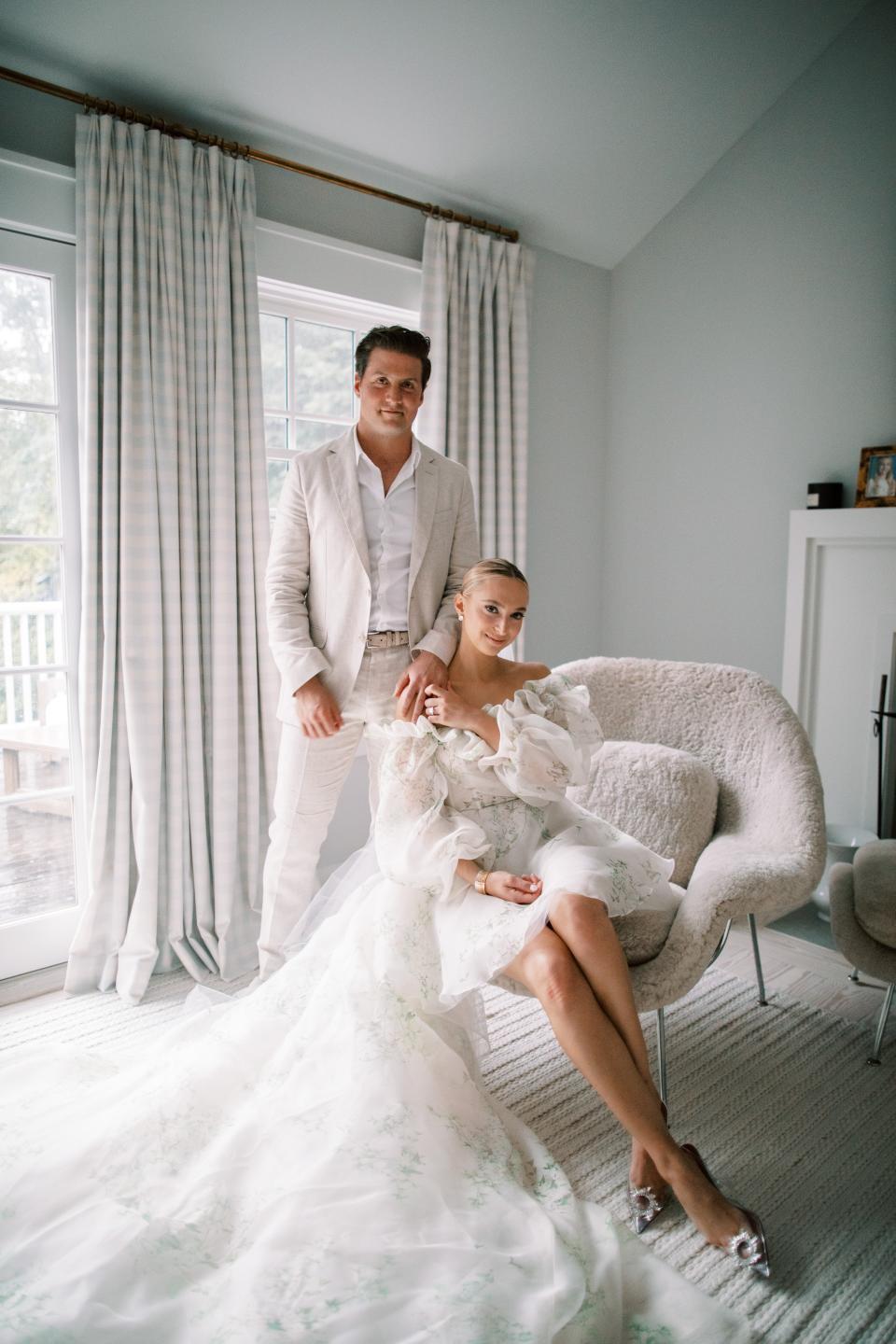 The Bride and Groom Said Their Vows Beneath a Floral Chuppah at This Hamptons Backyard Wedding