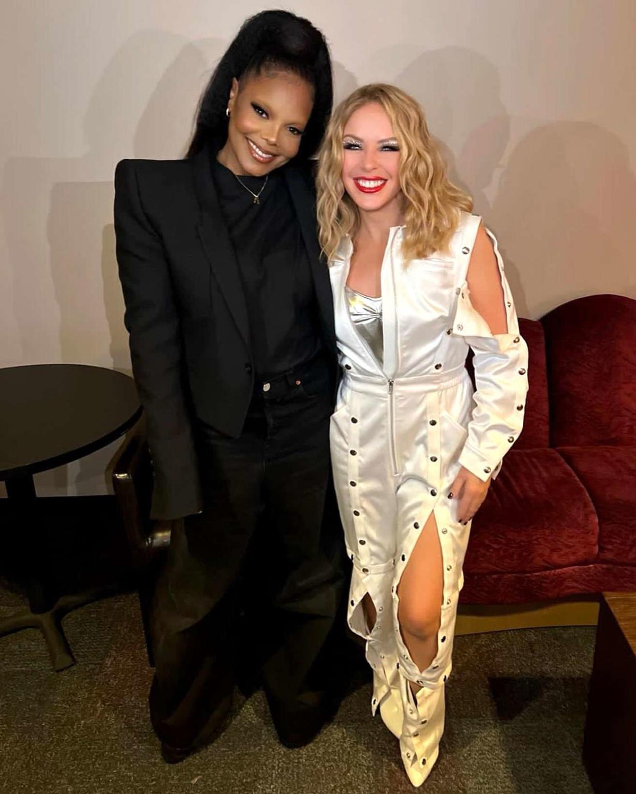 <p>Janet Jackson/Instagram</p> Janet Jackson and Kylie Minogue in Las Vegas