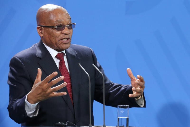 Then President of South Africa Jacob Zuma speaks during a press conference in Berlin. Wolfgang Kumm/dpa