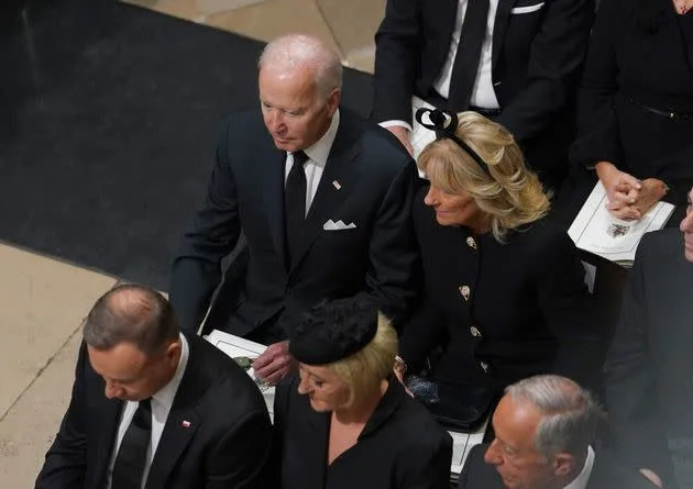 Joe Biden and Jill Biden at Westminster Abbey for Queen Elizabeth II's funeral. (Photo: WPA Pool via Getty Images)