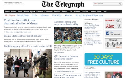 Telegraph home page in 2014 - Credit: DAILY TELEGRAPH