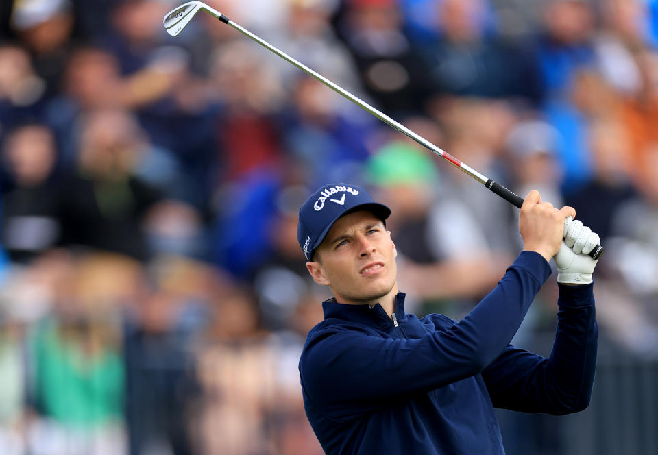 Matthew Jordan watches his tee shot