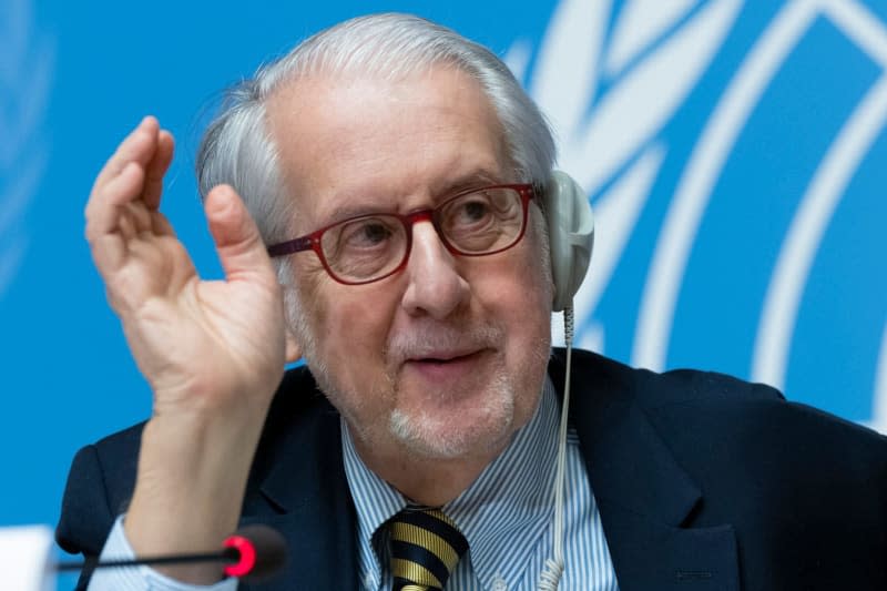 Paulo Pinheiro, Chair of the Independent International Commission of Inquiry on Syria, speaks at a press conference in Geneva. Syria is experiencing a wave of violence not seen since 2020, a UN commission of inquiry said in a report released in Geneva on Monday, stressing that a ceasefire was urgently needed. Jean Marc Ferre/UN Geneva /dpa