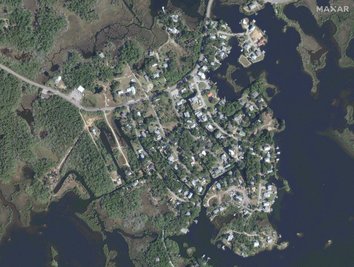 This is how Ozello, Florida looked before Hurricane Idalia on Jan. 12, 2023. Satellite image ©2023 Maxar Technologies.