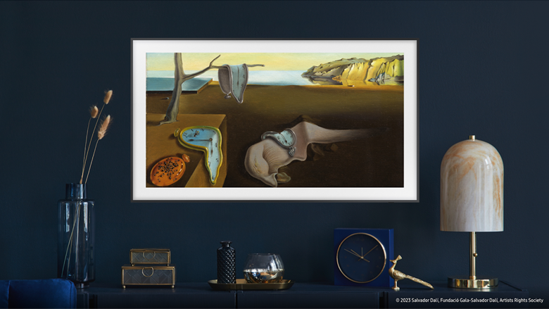  Samsung The Frame TV showing Dali's The Persistence of Memory 