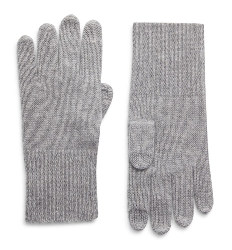 Halogen Cashmere Tech Gloves in Grey Heather