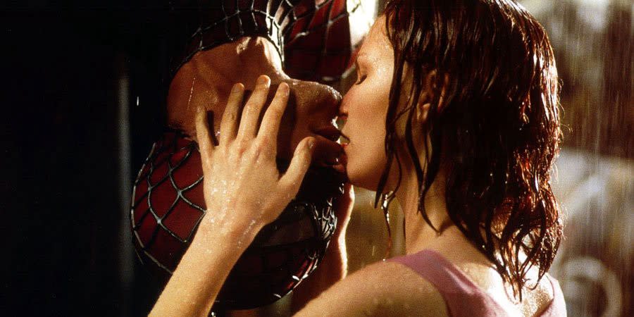 Tobey Maguire and Kirsten Dunst in 2002 superhero film 'Spider-Man'. (Credit: Sony)