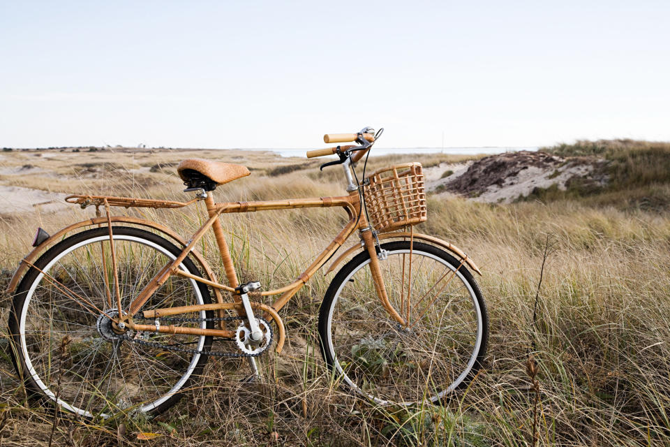 Bicycle near sand dunes.