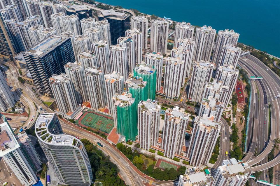 Tai Koo, Hong Kong 19 March 2019: Top down view of Hong Kong city