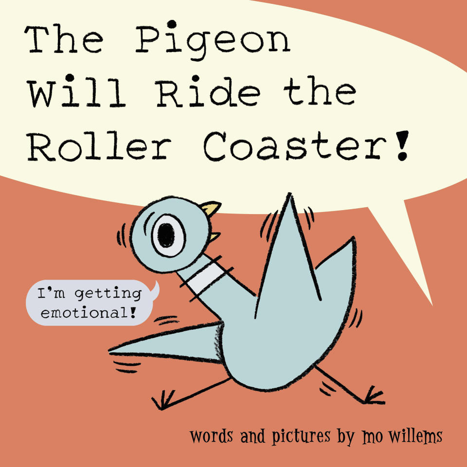 This photo shows the cover of “The Pigeon Will Ride the Roller Coaster” by Mo Willems. (Union Square Kids via AP)
