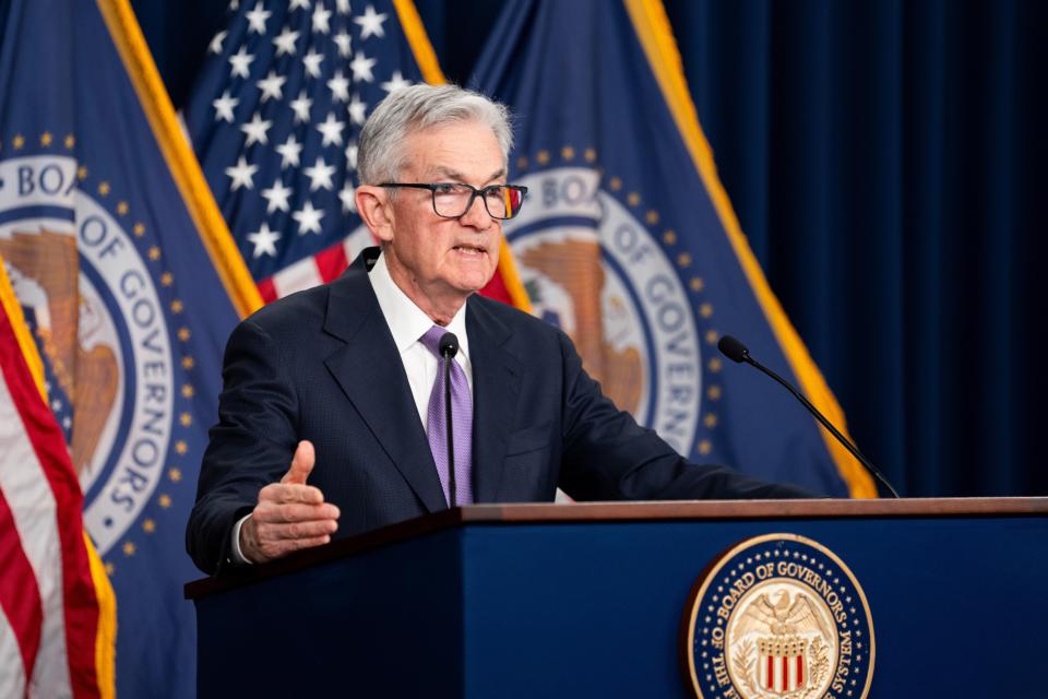 U.S. Federal Reserve Chair Jerome Powell attends a press conference in Washington, D.C., the United States, on Dec. 13, 2023. The U.S. Federal Reserve on Wednesday left interest rates unchanged at a 22-year high of 5.25 percent to 5.5 percent as inflation continued to cool, signaling an end to its rate hiking cycle and possible rate cuts next year. (Photo by Liu Jie/Xinhua via Getty Images)