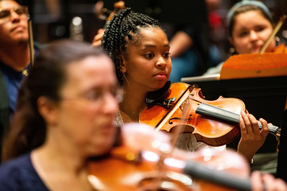 The Tallahassee Symphony Orchestra rehearses in Ruby Diamond Auditorium on Tuesday, March 21, 2023.