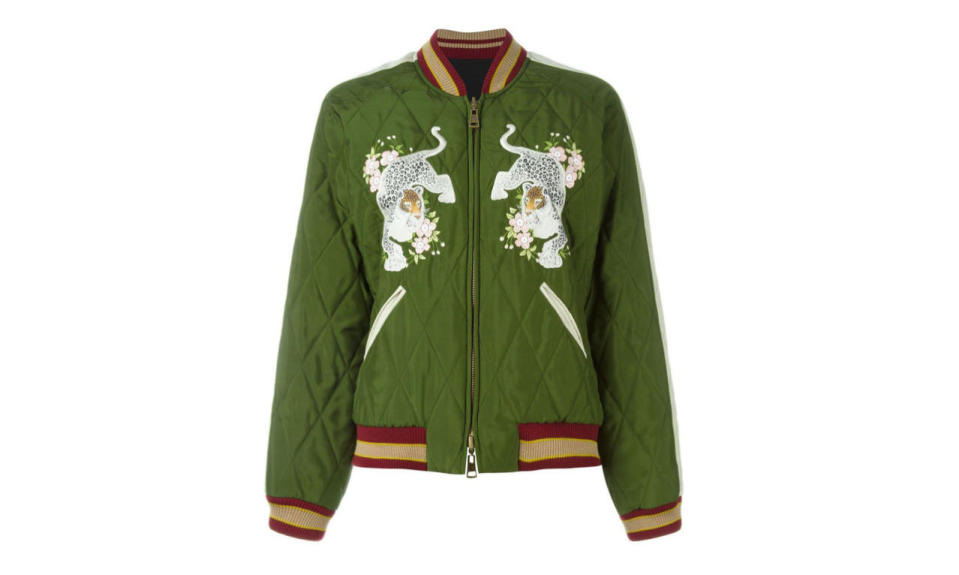 Chloé Embroidered Satin Bomber Jacket