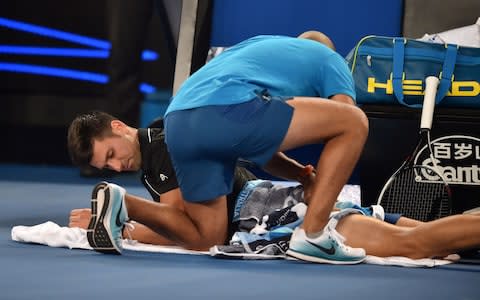 Djokovic needed treatment during his win over Ramos-Vinolas - Credit: AFP