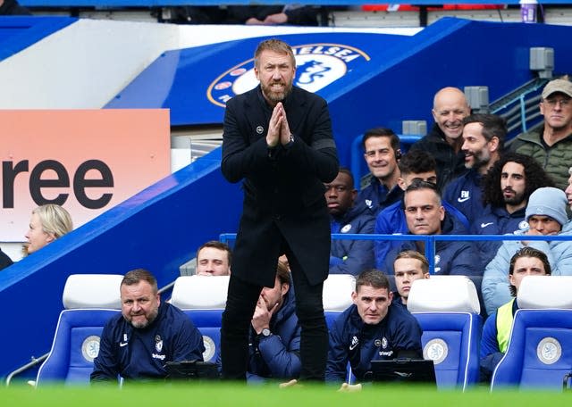 Chelsea manager Graham Potter gestures during the 1-0 loss to Southampton (Zac Goodwin/PA)