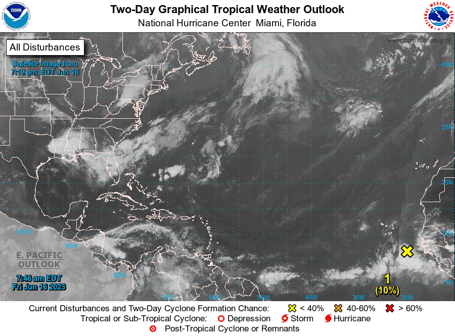 Tropical conditions 8 a.m. June 16, 2023.