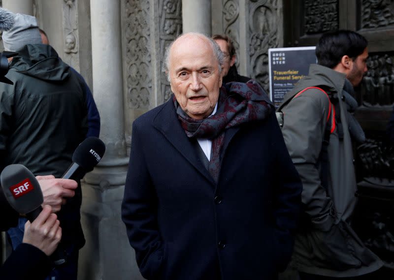 FILE PHOTO: Former FIFA president Blatter arrives before a commemoration service in Zurich