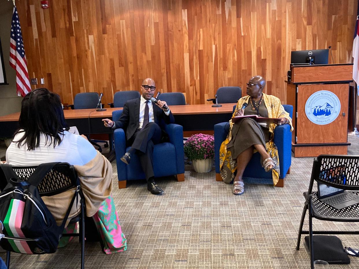 Keynote speaker George Fatheree, an attorney who helped return a property in California to the Black family who owned and lost it in the 1920s, addressed attendees of the Oct. 7, 2023 Community Reparations Summit.