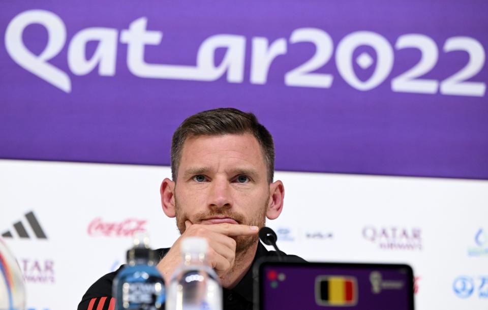 Jan Vertonghen (pictured) speaking at a press conference.