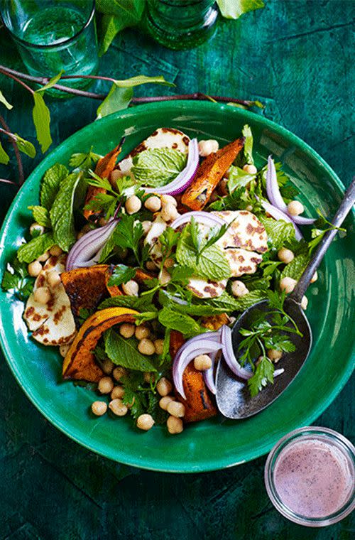 Haloumi with roast pumpkin and chickpeas