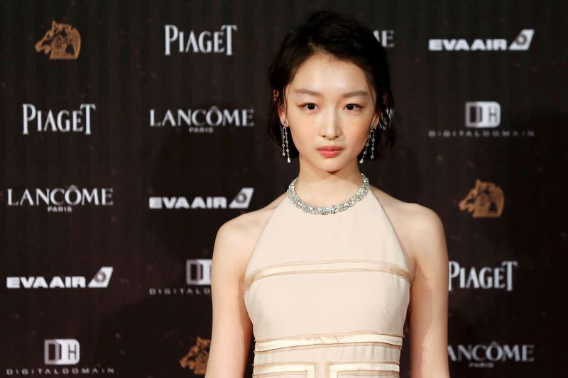 FILE PHOTO: Actor Zhou Dongyu poses on the red carpet at the 53rd Golden Horse Awards in Taipei, Taiwan