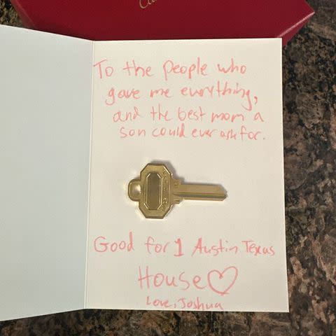 <p>Joshua Weissman/Instagram</p> Joshua Weissman card to his parents