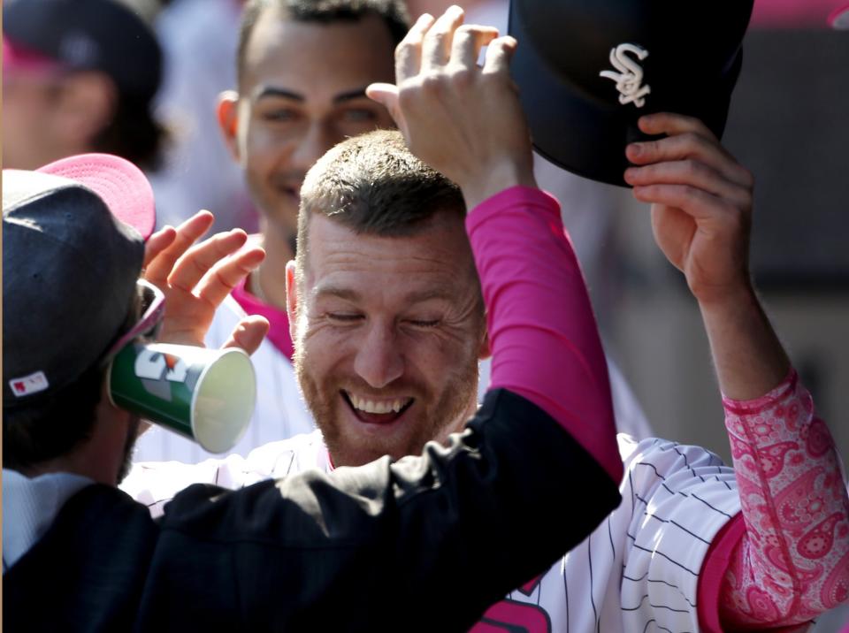 Todd Frazier is probably still laughing after fooling the Padres on Sunday. (AP Photo/Nam Y. Huh)